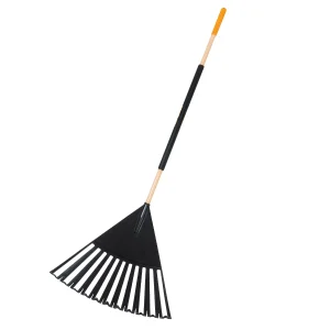 48 in. Hardwood/Steel Handle Leaf Rake with 24 in. W Clog-Free Tines for Leaves, Grass, Twigs, Pine Needles and More